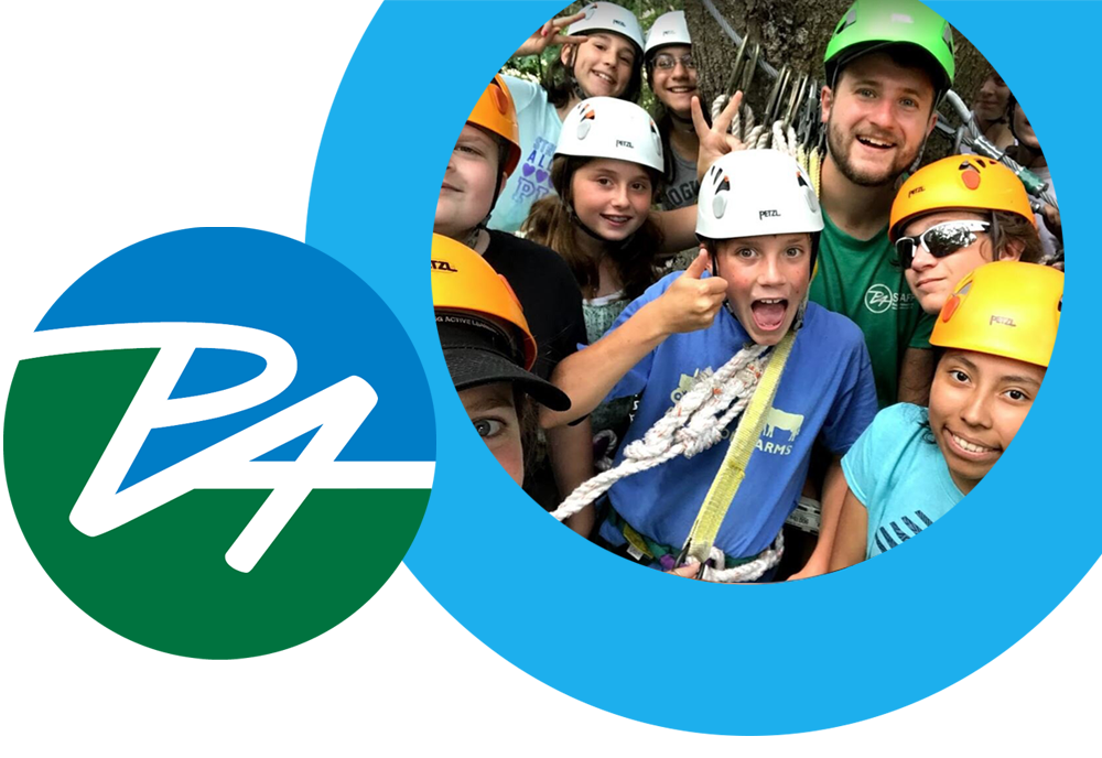 Project Adventure Logo and Students in Safety Gear