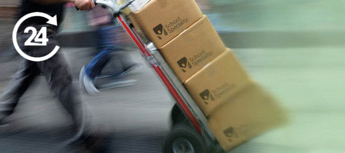 school specialty boxes being shipped in a rush