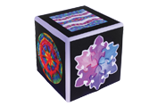 Science cube with colorful patterns.