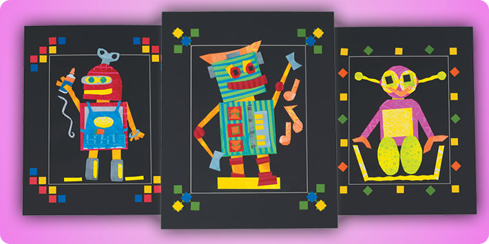 Paste Paper Robot Collage