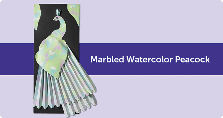 Marbled Watercolor Peacock