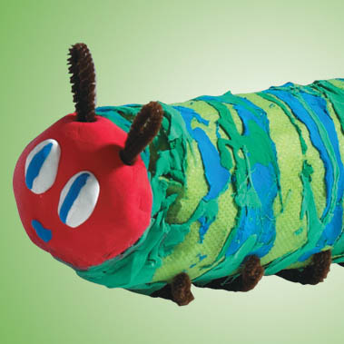 eric carle style caterpillar sculpture
