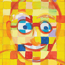 mosaic style portrait in chuck close style